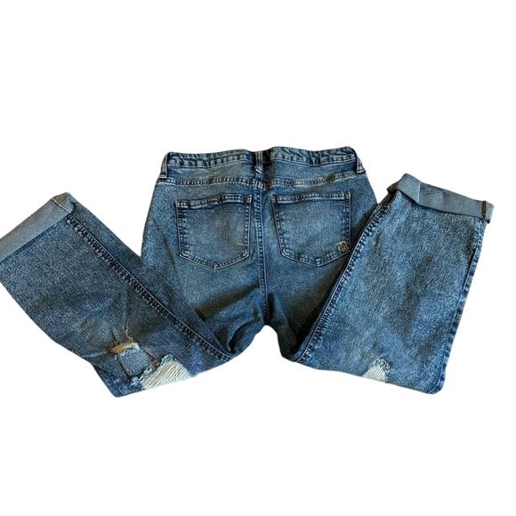 Indigo Rein Medium Wash Crop Distressed High Rise Jeans 9/28 - Picture 3 of 9